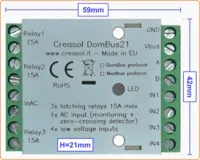 Power optimized relay module, only 15mW power consumption, 3 relays 15A