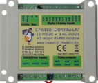 Domotic module with 12 inputs, 3 AC inputs, 3 relay outputs, designed for burglar alarm systems