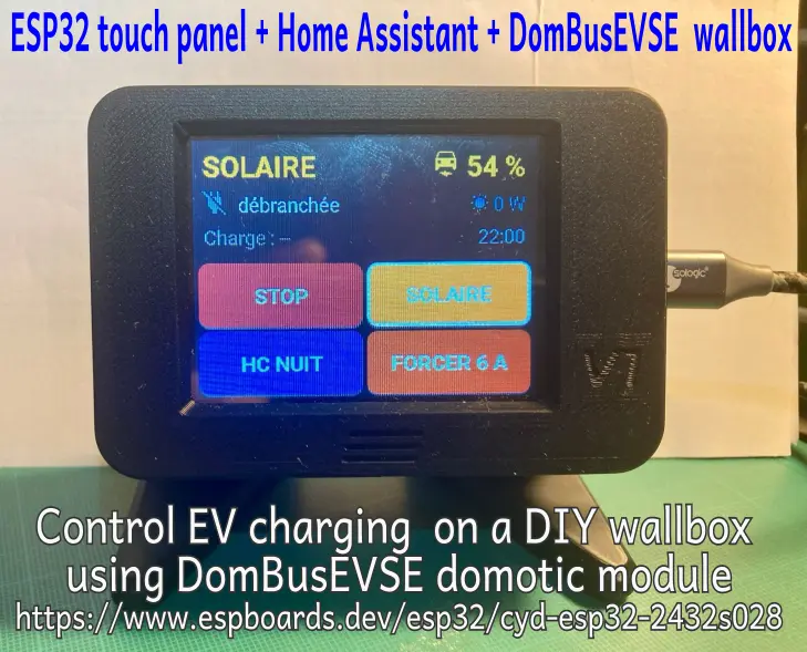 Touch panel display for home-made wallbox using DomBusEVSE module and Home Assistant