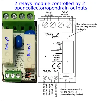 Relay module that can be connected to any open-drain output module