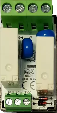Simple relay module, with 2 relays protected by overvoltage and overcurrent (inrush current)
